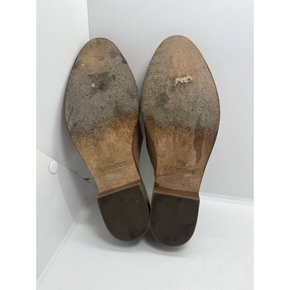 Soludos Venetian Suede Women's Slip On Leather Mule Shoes Tan Size 6 Block Heel - Picture 7 of 9